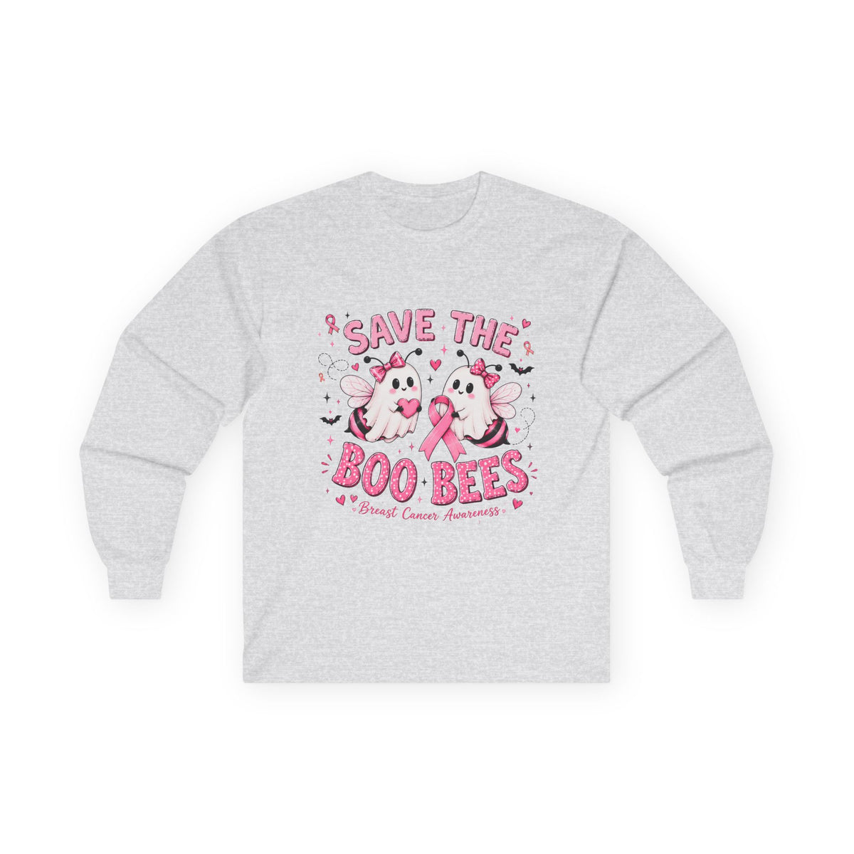 Save the Boo Bees Long Sleeve Tee — Breast Cancer Awareness Pink Ribbon Shirt