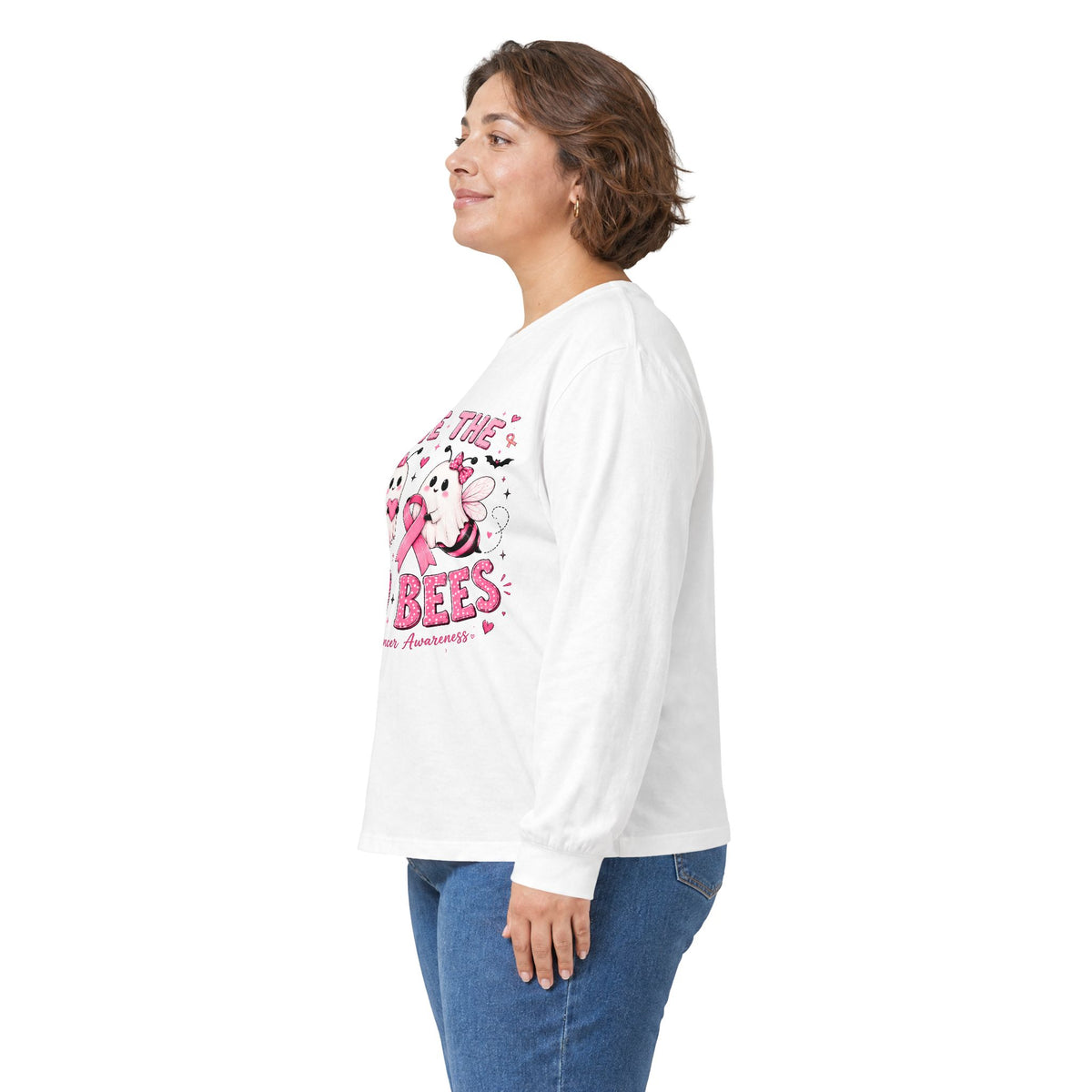 Save the Boo Bees Long Sleeve Tee — Breast Cancer Awareness Pink Ribbon Shirt