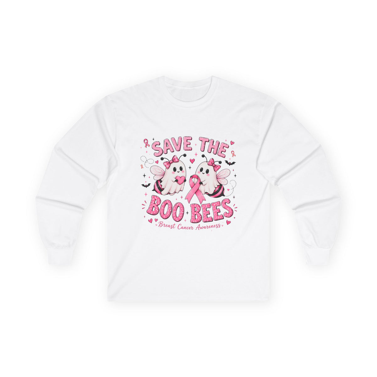 Save the Boo Bees Long Sleeve Tee — Breast Cancer Awareness Pink Ribbon Shirt