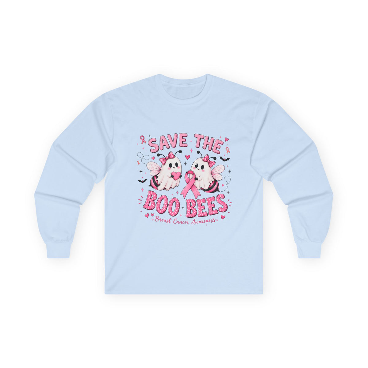 Save the Boo Bees Long Sleeve Tee — Breast Cancer Awareness Pink Ribbon Shirt