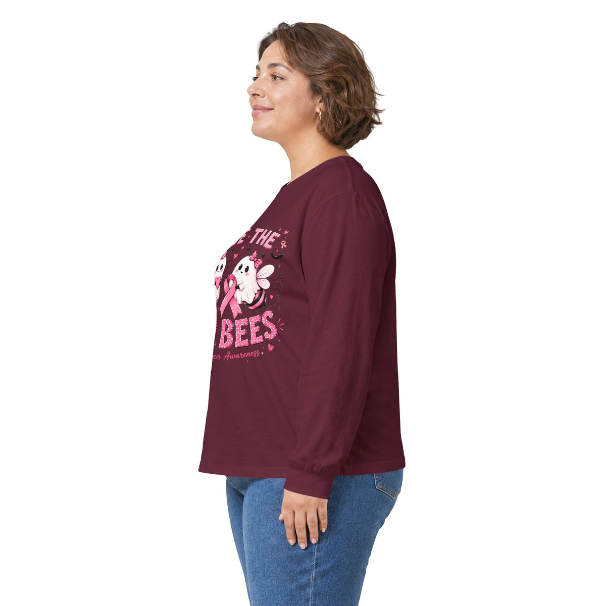 Save the Boo Bees Long Sleeve Tee — Breast Cancer Awareness Pink Ribbon Shirt