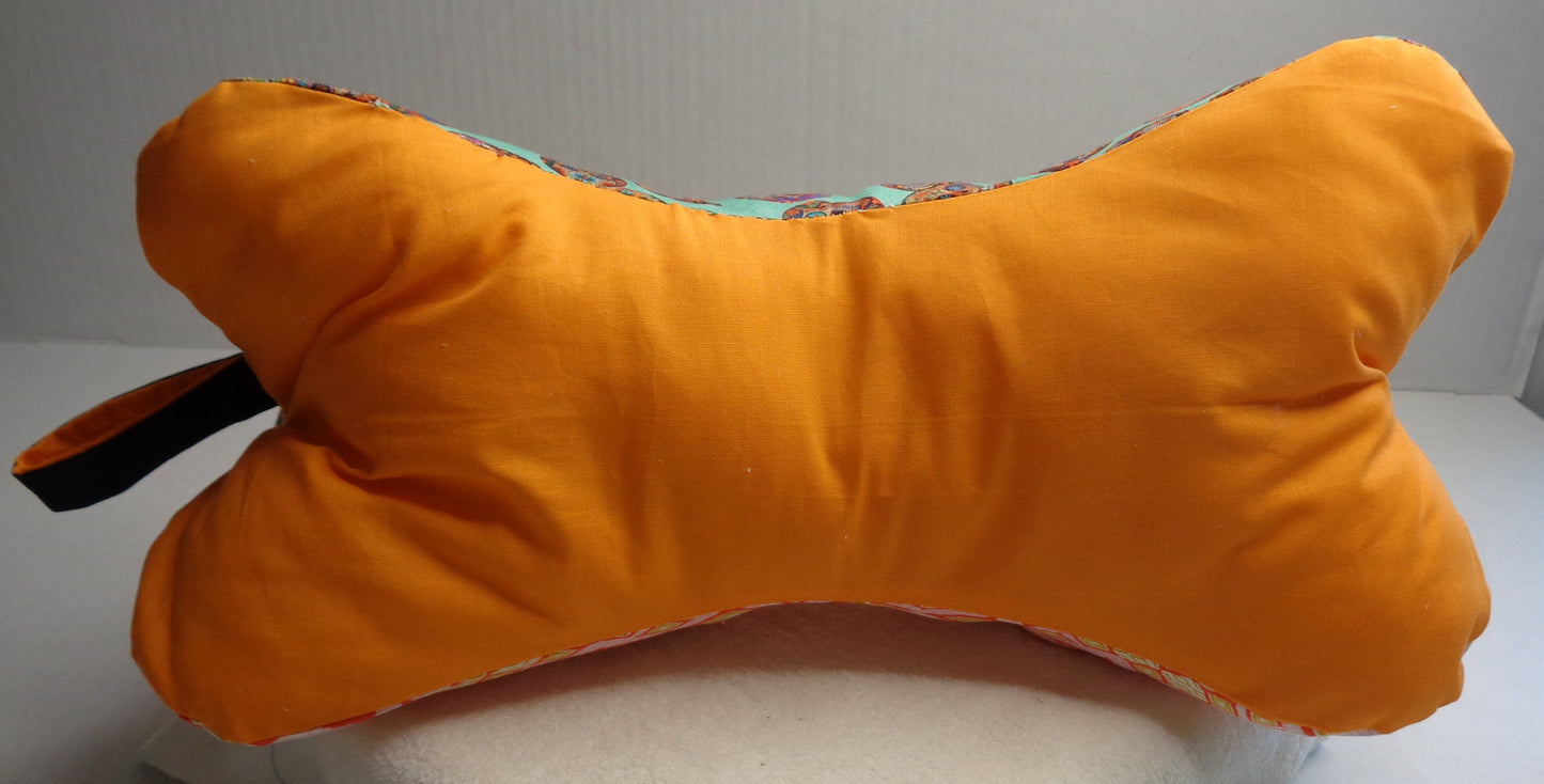 A bone-shaped neck pillow with Orange fabric
